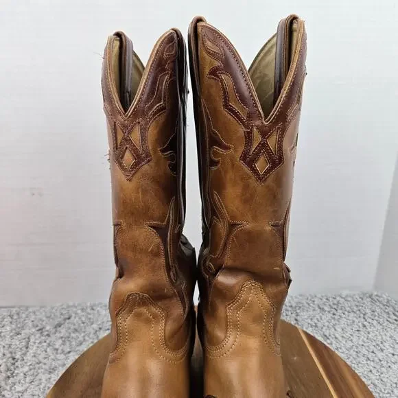 Boulet Womens 9.5C/B Brown Two Tone Inlay Casual Lifestyle Western Cowgirl Boots - Picture 11 of 16